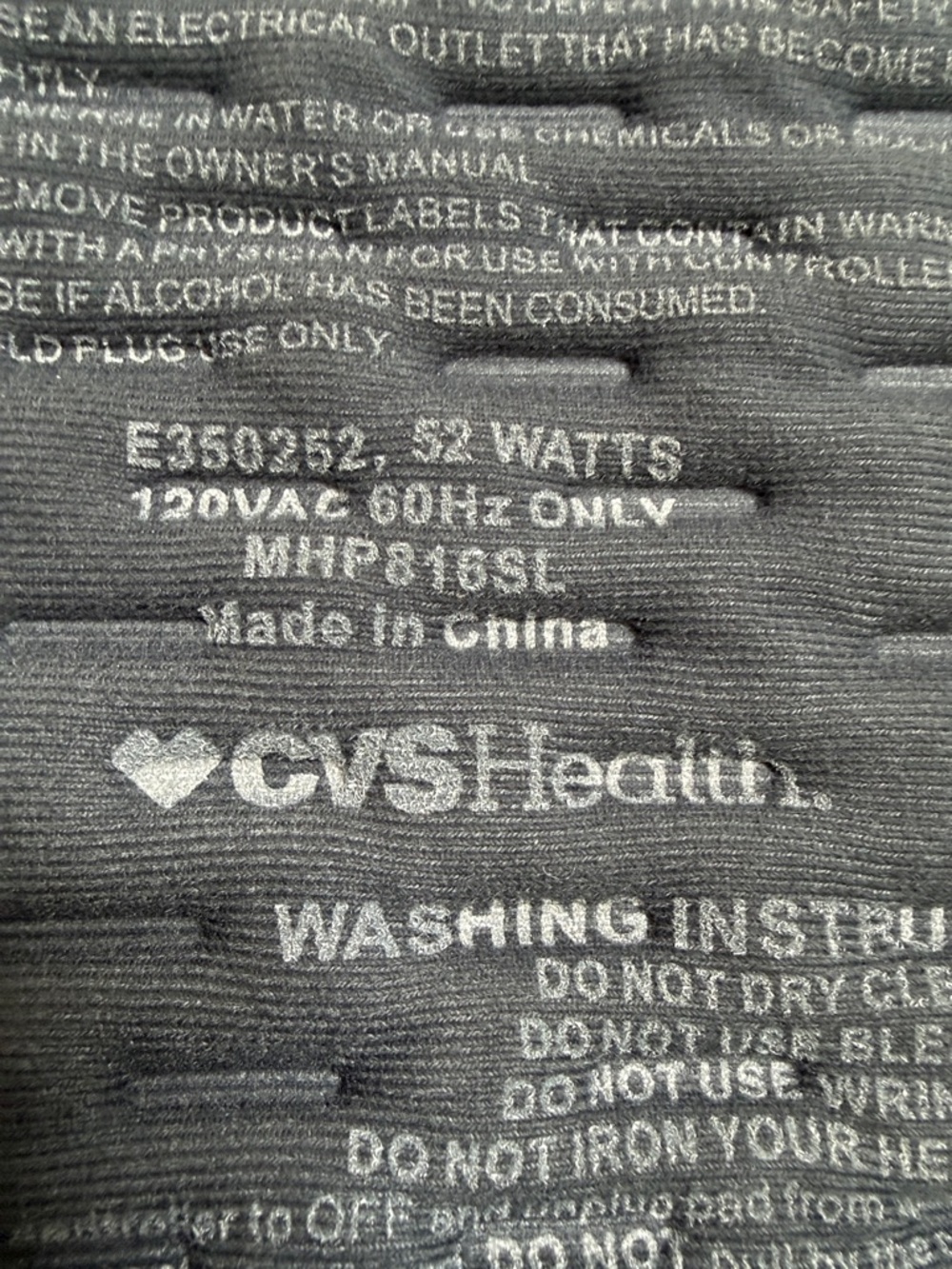 CVS Health Gray Electric Heating Pad - 52 Watts